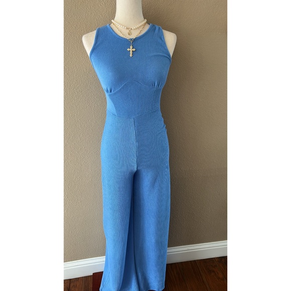 Wide leg ribbed jumpsuit - Picture 4 of 5